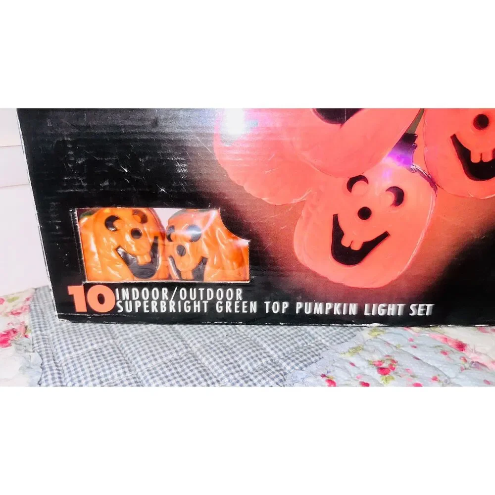 Vintage Halloween Jack O Lantern Pumpkin Blow Mold String Lights